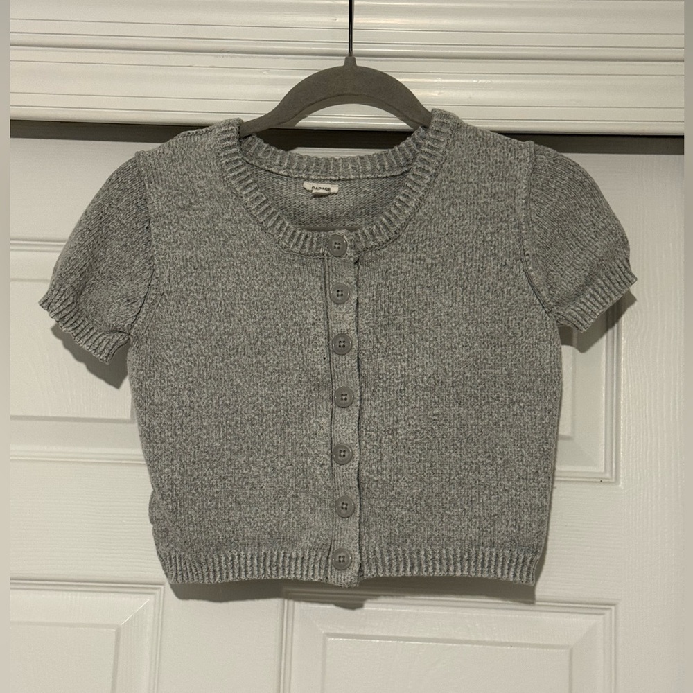 Garage Gray Button-Up Cropped Cardigan
